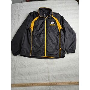 Pittsburgh Steelers NFL Team Apparel Windbreaker Jacket Mens S Black Gold Zip